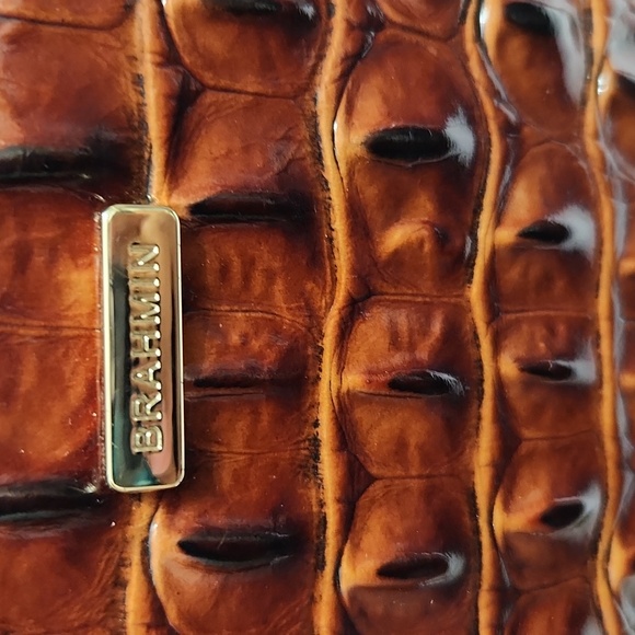 Brahmin Lane Crossbody Bag In Peacan Melbourne Croc Embossed Leather - Picture 5 of 15